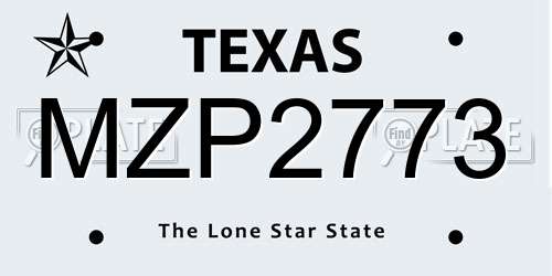 MZP2773 Texas License Plate