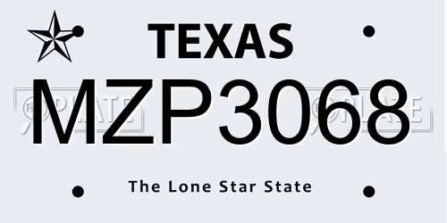 MZP3068 Texas License Plate