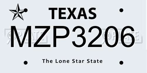 MZP3206 Texas License Plate