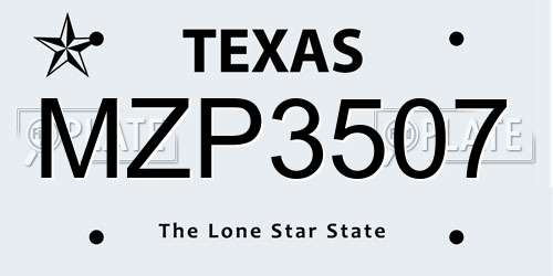 MZP3507 Texas License Plate