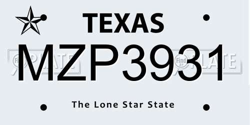 MZP3931 Texas License Plate