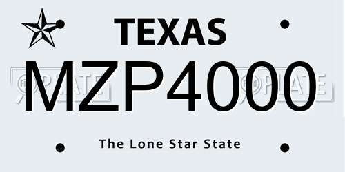 MZP4000 Texas License Plate