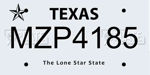 MZP4185 Texas License Plate