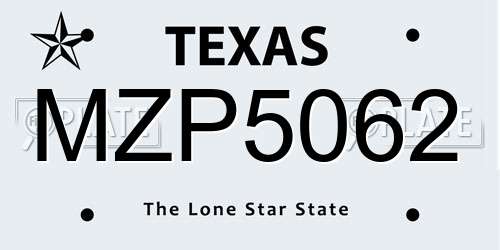 MZP5062 Texas License Plate
