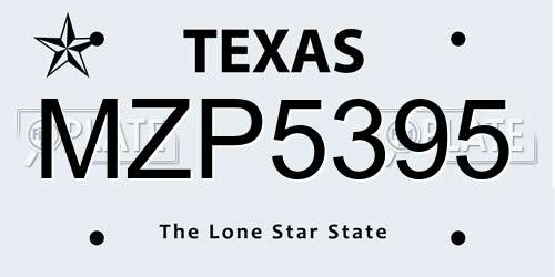 MZP5395 Texas License Plate