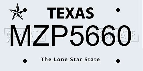 MZP5660 Texas License Plate