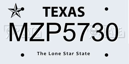 MZP5730 Texas License Plate