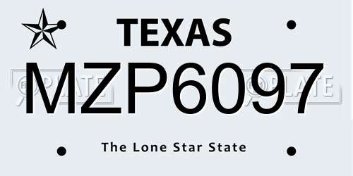MZP6097 Texas License Plate