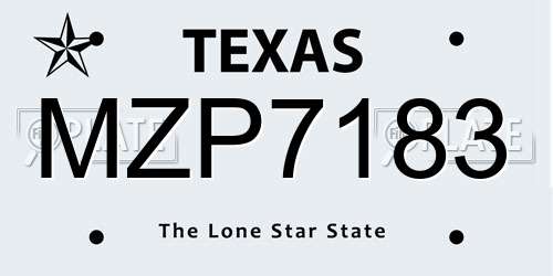 MZP7183 Texas License Plate