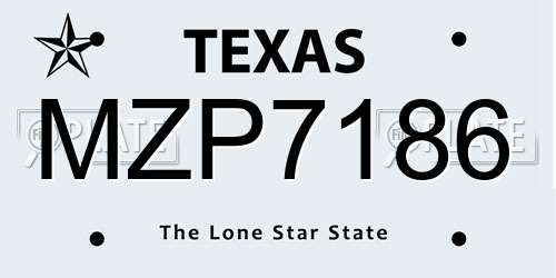 MZP7186 Texas License Plate