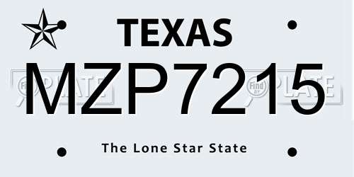 MZP7215 Texas License Plate