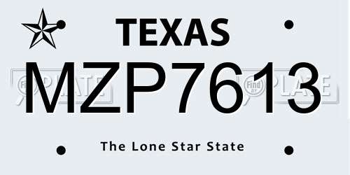 MZP7613 Texas License Plate