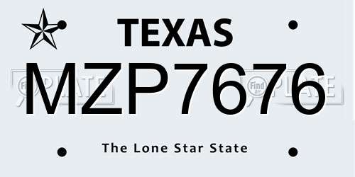 MZP7676 Texas License Plate