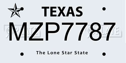 MZP7787 Texas License Plate