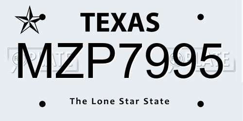 MZP7995 Texas License Plate