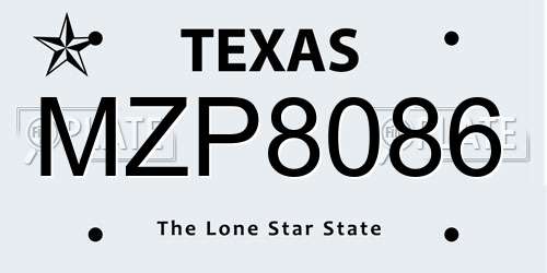 MZP8086 Texas License Plate