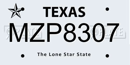 MZP8307 Texas License Plate