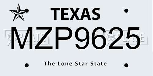 MZP9625 Texas License Plate