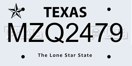 MZQ2479 Texas License Plate