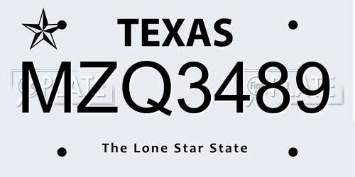MZQ3489 Texas License Plate