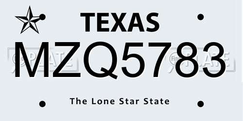 MZQ5783 Texas License Plate