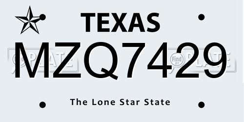 MZQ7429 Texas License Plate