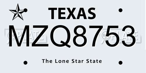 MZQ8753 Texas License Plate