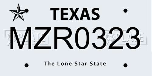 MZR0323 Texas License Plate