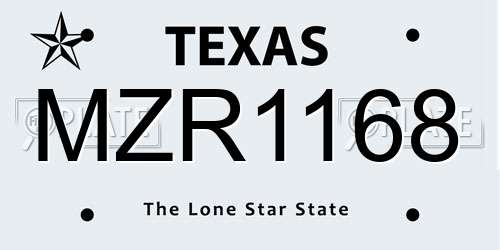 MZR1168 Texas License Plate