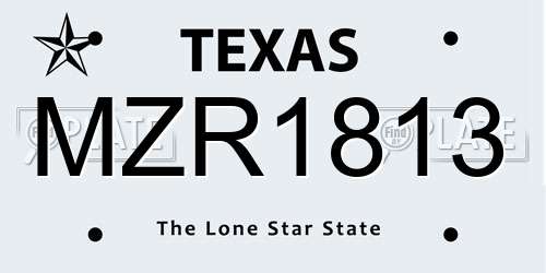 MZR1813 Texas License Plate