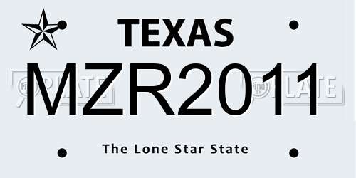 MZR2011 Texas License Plate