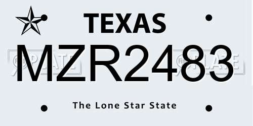 MZR2483 Texas License Plate