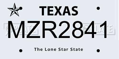 MZR2841 Texas License Plate