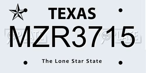 MZR3715 Texas License Plate