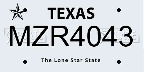MZR4043 Texas License Plate