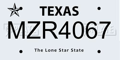 MZR4067 Texas License Plate
