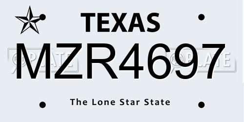 MZR4697 Texas License Plate