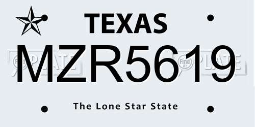 MZR5619 Texas License Plate