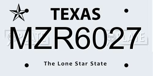 MZR6027 Texas License Plate