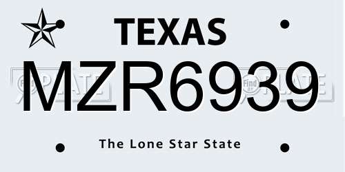 MZR6939 Texas License Plate