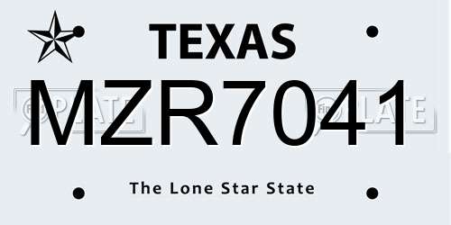 MZR7041 Texas License Plate
