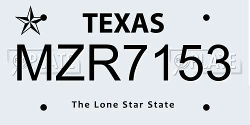 MZR7153 Texas License Plate