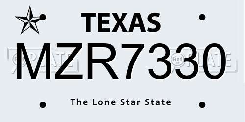 MZR7330 Texas License Plate