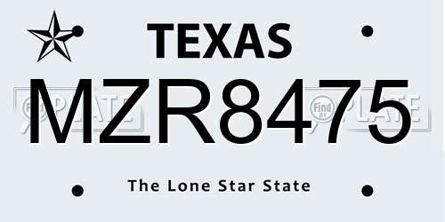 MZR8475 Texas License Plate