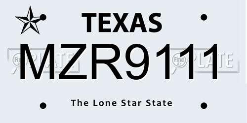 MZR9111 Texas License Plate
