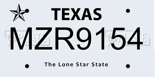 MZR9154 Texas License Plate