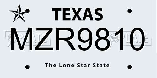 MZR9810 Texas License Plate