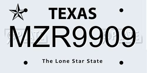 MZR9909 Texas License Plate