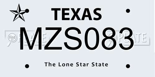 MZS083 Texas License Plate