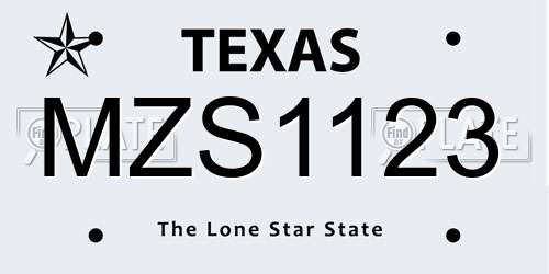 MZS1123 Texas License Plate